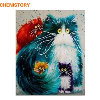 CHENISTORY Okvir Živali Mačka DIY Barvanje Z Številkami Stenskih slikah, Ročno Poslikane Oljno sliko Za Dom Dekor Umetnine 40x50cm