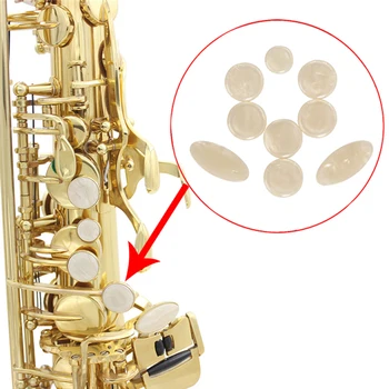 9pcs Bela biserovine Lupini tipka Tipka Vložki za Tenor/ Alto/ Sopran Sax Saksofon