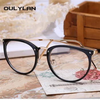 Oulylan Pregleden Mačka Oči Očala Okvirji Ženske Modi Ponaredek Očala Kovinski Optični Okvir za Womens