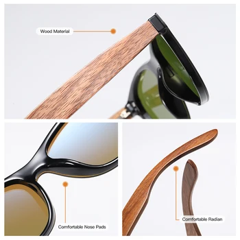 GM Ročno izdelana sončna Očala Moških Polarizirana Oreh Lesena Očala Ženske Ogledalo Letnik Oculos de sol masculino S5029