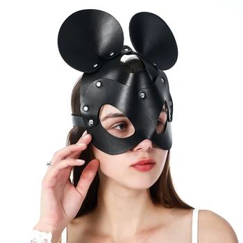 Fullyoung Usnje Masko Seksi Punk Cosplay Catwoman Maske Ženske Črno Usnje Odraslih Igra Halloween Carnival Party Kostum Maske