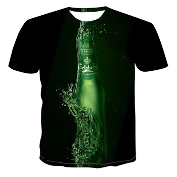2020 Novost 3D Majica s kratkimi rokavi Moški Pločevinke Piva Natisnjeni Hip Hop Crewneck Kratkimi Rokavi Moški/Ženske T-shirt Tee Vrhovi na Debelo