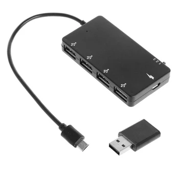 4 Vrata Micro USB OTG Hub Napajanja, Zaračunavanje Kabel Adapter Ultra-Slim v središču za Podatke za Windows Tablet Android Pametni telefon PC Flash Disk
