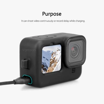 Vamson za GoPro Hero 9 Polnjenje In Enostavno odstraniti Baterijo Pokrov zaščitni Pokrov Dodatno Kaljeno Film za GoPro 9