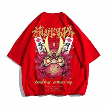Anime Moške Majice 2020 Hip Hop Tee Kitajski Slog Natisnjeni Plima blagovne znamke pol Rokav Vrh Priložnostne Ulične Bombaž Tshirt Preobsežne