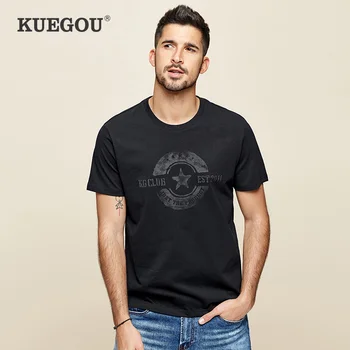 KUEGOU blagovne Znamke Bombaža moška t majica Poletje Natisnjeni modni T-shirt kratek rokav moške tshirt top plus velikost ZT-3351