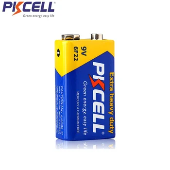 4PC PKCELL 9V 6F22 Ekstra težkih Ogljikovega Cinkove Baterije 9 Volt Baterije Enaka CR9V ER9V 6LR61 baterije za elektronske therm