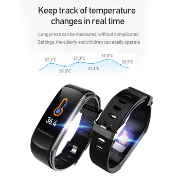 C6T Telesne Temperature Pametna Zapestnica Watch IP67 Nepremočljiva Srčnega utripa Smartband Manšeta Fitnes Zdravje Tracker