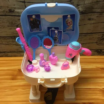Disney risanke otroci igrajo hiša igrača dekle fairy princess toaletno mizico kozmetični set zamrznjeno 2 vozička primeru Lepota Moda Igrače