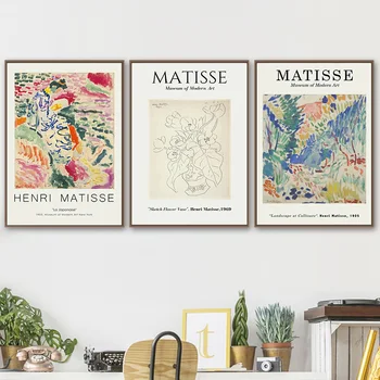 Matisse Geometrijske Listov Abstraktne Linije Obraza Wall Art Platno Slikarstvo Nordijska Plakatov In Fotografij Stenske Slike Za Dnevna Soba Dekor
