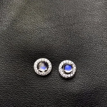 Naravna modra moonstone stud uhani, 925 srebro, čisto kamni, lepimi barvami, ženski uhani