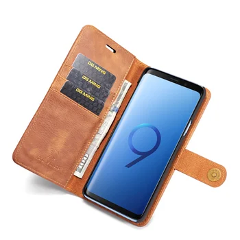 Luksuzni Usnje Pokrovček Samsung Galaxy S9 Plus Stojalo Flip Primeru S9+ SM-G965F/DS SM-G960F/DS G960 G965 Snemljiv Telefon Odbijača Primerih