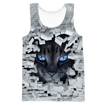 Bela Zdrobljen Wall Art Black Cat ' s Eye Majica 3D Tiskanja Moški/Ženske Majica s kratkimi rokavi Moški Modni Hoodies Majica Harajuku Telovnik Vrhovi T121