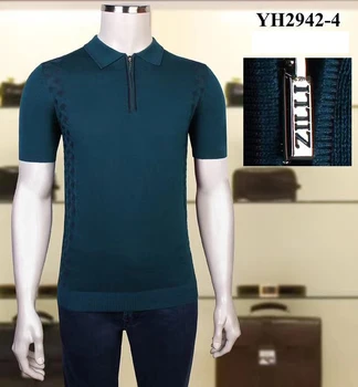 Milijarder polo majica svile moških 2021 Nov modni kratek rokav, nove tanke zadrgo elasticit udobno velika velikost M-4XL kakovosti