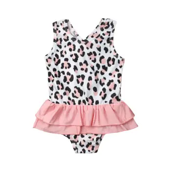 2020 Novega Malčka Baby Dekleta Čipke Leopard tiskanja Kopalke, Kopalke, Kopalne Obleko Plaži Kostum Eno-Kosov
