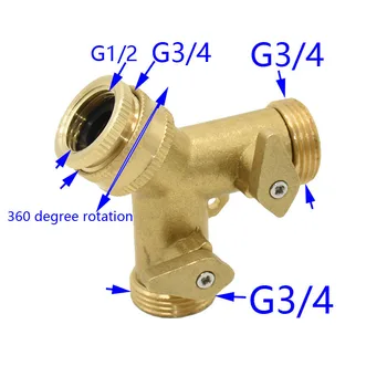 G1/2 G3/4 vrt vode iz pipe splitter baker 2 način tapnite Namakalni ventil medenina Cev Cevni Delilnik 2 Način Hitro priključek 1pcs