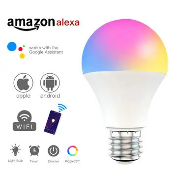 Lučka LED Smart LED Žarnice RGB Svetilka WiFi RGB Barvni Spreminjanje App Nadzor Z Alexa/Google E27 B22