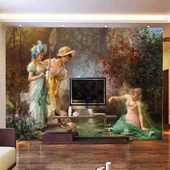 Ozadja fotografije 3D Retro po Meri Evropskega Oljna slika Značaj Krajine Velikosti TV, Kavč Ozadju Hotel Stensko Dekoracijo
