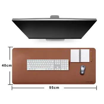 Chihein 95*40 cm Mouse Pad PU Usnje Desk Mat Poslovnih Office Home Tabela Pad for Laptop Tipkovnici Dvojni Stranski Barve (Rjava/Siva)