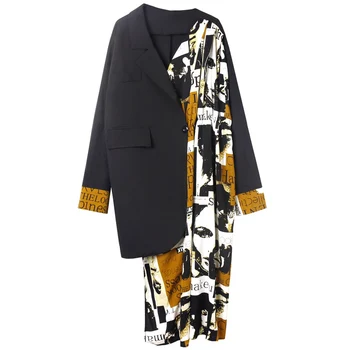 XITAO Nezakonitih Obleko Modne Nove Ženske Mozaik Žep 2020 Jeseni Svoboden Elegantno Majhno Sveže Manjšinskih Nabrano Obleko ZYQ4195