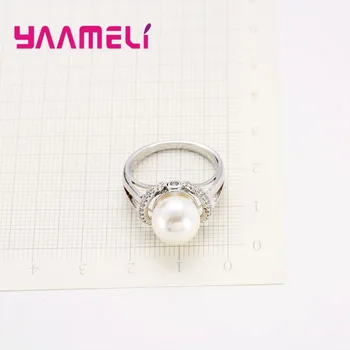 Visoka Razred Luksuznih Pearl Obroči 925 Sterling Srebro Avstrijski Crystal, ki Modne Dodatke za Ženske svate