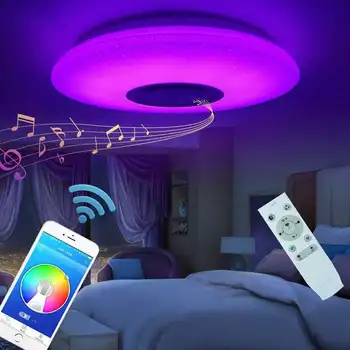 Glasba Led Stropne Luči Svetilke 60 W Rgb Podometno Montažo Krog Nočni Glasbe Z Bluetooth Zvočnik Zatemniti Barvno Spreminjajoče se Svetlobe