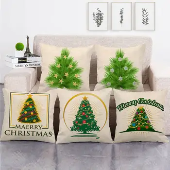 Božično drevo blazine pokrov Božični okraski, prevleke Vesel Božič prevleke bombaž in lan kavč objem prevleke
