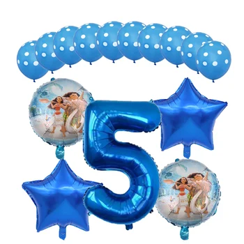 15pcs Moana baloni 32 palčni modra Številka balon moana temo rojstni dekoracijo otroci igrače, Zrak globo dekleta fant darila