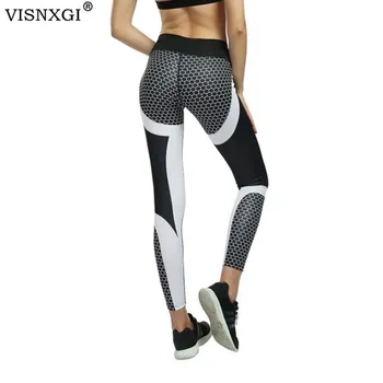 VISNXGI Očesa Vzorec Tiskanja Dokolenke Fitnes Dokolenke Za Ženske Športne Vadbe Leggins Elastična Slim Dihanje Črno Bele Hlače