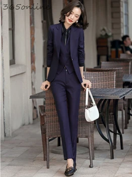 Formalno Enotnih Modelov Pantsuits za Poslovne Ženske Delovne Obleke Nosijo Pomlad Jesen Ženske Urad Blazerji OL Stilov Pantsuits