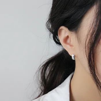 Korejska Različica Vroče Prodaje 925 Sterling Srebrni Uhani Za ženske Kvadratnih Preprost Stil Modni Trend Nakit