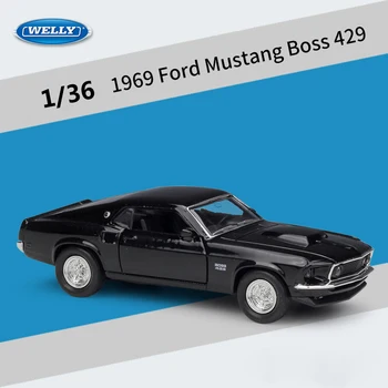 Welly Diecast 1:36 Obsega Klasičen Avto 1969 Ford Mustang Boss 429 Potegnite Nazaj Modela Avtomobila Avto Kovinske Zlitine Športni Avto Igrača Avto Za Otroke