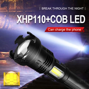 Novo xhp110 COB High power led svetilke 18650 26650 polnilne usb svetilko, baklo luči xhp90 delo lučka xhp70 bliskavica