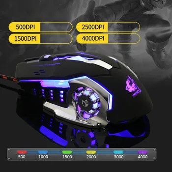 Žično LED Luči 4000DPI Optična Usb, Ergonomska Pro Gamer Miši Gaming Miška Kovinsko Ploščo 6A30 Padec Ladijskega prometa