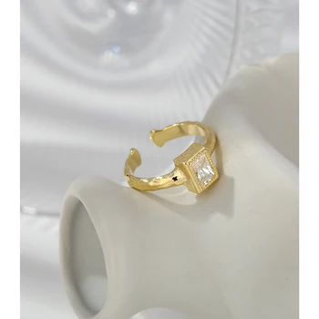 Yhpup Poroko Kubičnih Cirkonij Odprt Obroč Minimalističen Geometrijske Kovinsko Zlato Obroč za Ženske Prst Anillos Mujer Posla Darilo 2020