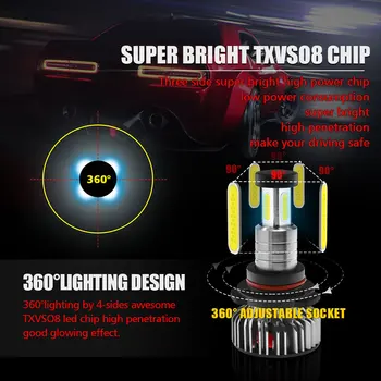 Univerzalni Visoko Moč X4 LED Avtomobilski Žarometi Samodejno Žarometa, Žarnice, 9005 HB3 9006 HB4 9012 H7 H8 H9 H11 6000K Led Luči za Meglo