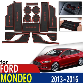 Anti-Slip Gumo Pokal Blazine Vrata, za Utor Mat za Ford Mondeo Fuzije V MK5 5 2013~2016 Pribor mat za telefon