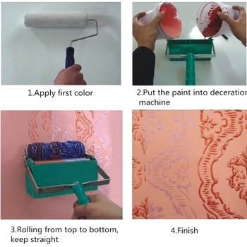 7 Inch Dvojno Barvno Dekoracijo Sten Barve Barvanje Stroj Roller Krtačo Orodje za 3D Vzorec Ozadje Dekoracijo Slikarstvo Orodje