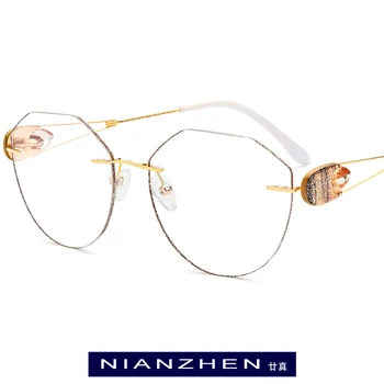 Žice Titana Očala Okvir Ženske Luksuzni Diamond Obrezovanje Cut Ženski Brez Okvirjev Rimless Optičnih Očal Ženske Očala 1192