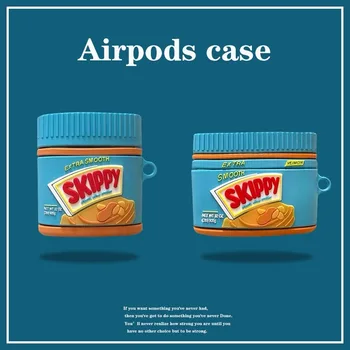Za AirPods Pro Coque Luštna 3D Arašidovo Maslo Steklenico Silikonski Slušalke Primeru za Apple AirPods 1 2 Stojalo za Slušalke Pokrov s Kavljem