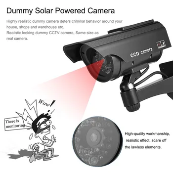 Ponaredek Fotoaparat Sončne Energije Dummy Kamera Nepremočljiva Prostem Varnosti CCTV Nadzor Dummy Kamera Bullet Z LED Luči