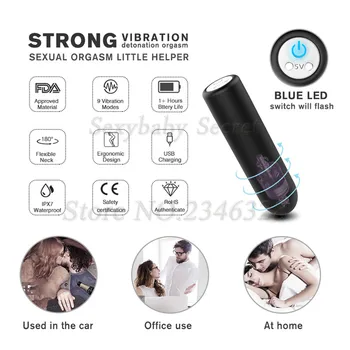 Brezžični Daljinski upravljalnik Močna 9 Hitrostih z vibriranjem Nepremočljiva Bullet Vibrator za Klitoris in G-spot Massager Sex Igrače Za Pare