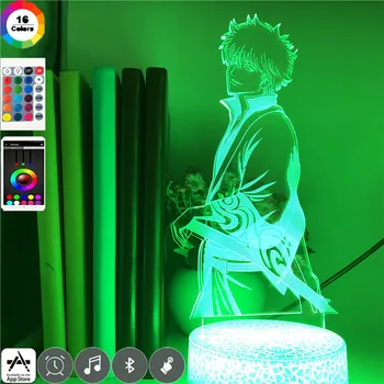 Japonski Anime svetlobe GINTAMA Sakata Gintoki slika Nočna 7 Barv 3d Led za Otroke Darilo Tabela Lučka za Bluetooth Zvočnik