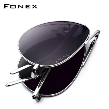 FONEX Čistega Titana Polarizirana sončna Očala Moških Novo Zložljiva Znanih Letalskih sončna Očala za Moške Aviador Visoke Kakovosti Odtenki 838
