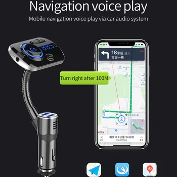 YASOKRO QC3.0 FM Oddajnik Bluetooth 5.0 MP3 Voiture Avto Player Podporo hands-free z LED Zaslon Dvojni Polnilnik USB