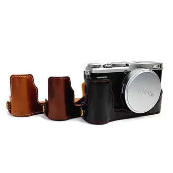 Črna/Rjava/Kava DS Fotoaparat Polovico Telesa Nastavite Usnje Spodnjem Primeru Kritje za Fujifilm Fuji X-70 X70