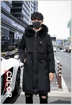 Moda Zimska Jakna Moški Hooded Zgostitev Toplo Parka Dolg Plašč Priložnostne Svoboden Moški Suknji Bombaž, Oblazinjeni Suknjič Plus Velikost M-5XL