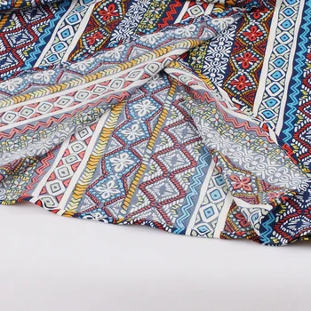 Tonval Multicolor Tiskanja Vintage Stilu, Elegantne Ženske Dolga Obleka V Vratu Visoko Pasu, 3 In 4 Dolžine Rokavi Priložnostne Obleko Pomladi, Jeseni
