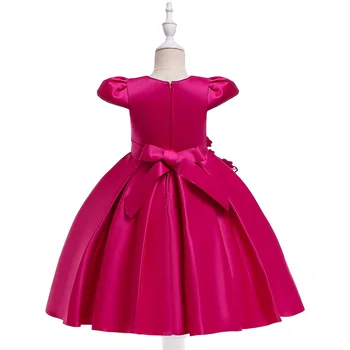 Najnovejši Luštna Punca Žogo Elegantne Obleke za Otroke Stranka Obleko Fuksija, Otroci, Poroka Roža Punca Obleke