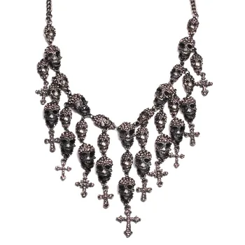 Skull Glave ogrlica kovinske verige kristalno okostje ogrlica modne ogrlice & obeski lobanje Skullcandy maxi izjavo Ogrlica